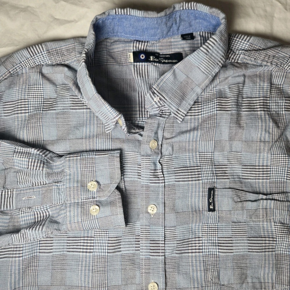 Ben Sherman‎ Shirt Long Sleeve Button Down Plaid Size XXL 2XL Cotton